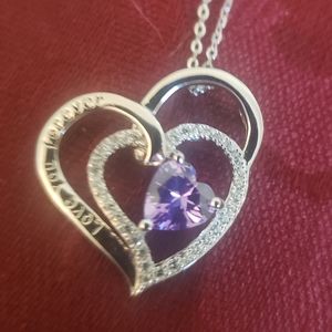 Love You Forever Birthstone Necklace, 925 Silver 20" adjustable chain